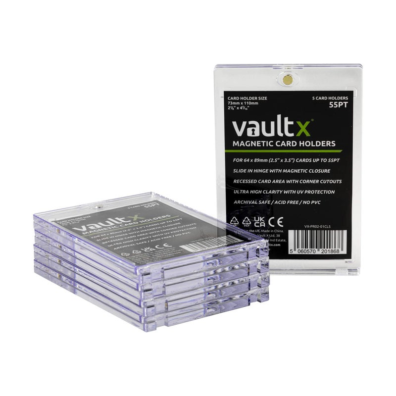 Vault X Magnetic Card Holders 55pt for Trading Cards  One Touch Hard Cases with UV Protection  Clear Display for Collectible Card Games  Sports  TCG (5 Pack) - Image 2